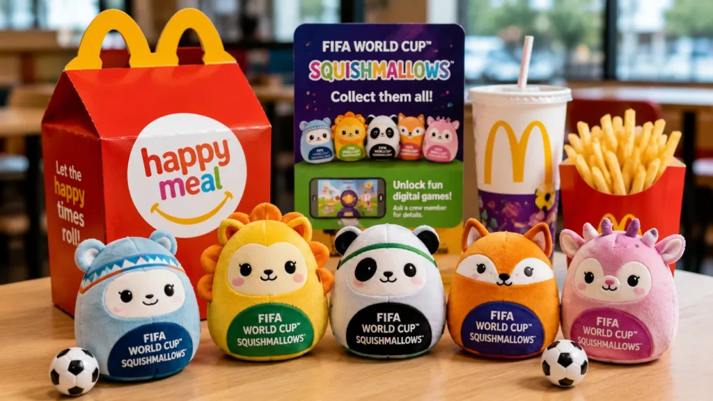 World Cup Squishmallows Happy Meal display

